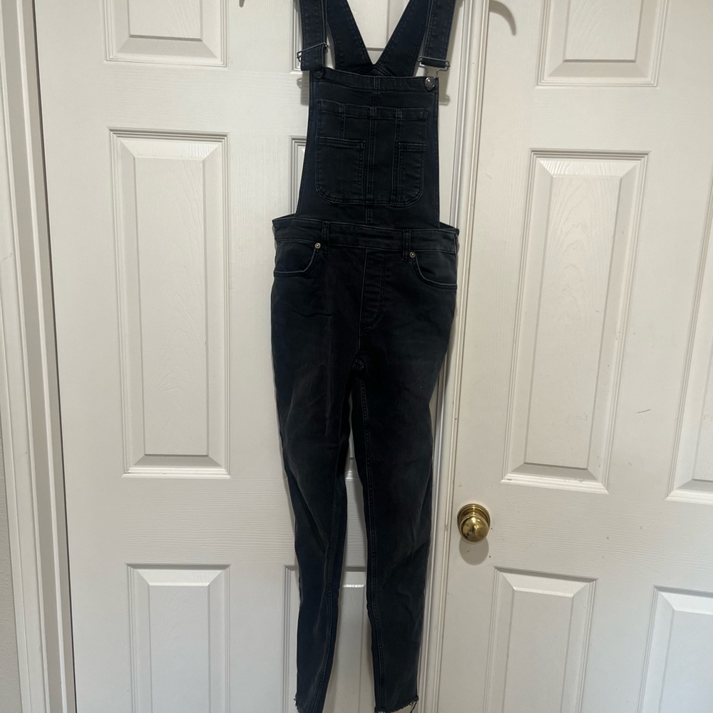 Free People Denim Skinny Jeans Overalls  26 Black Gray‎ Stretch